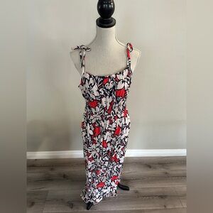 Nine Britton Red and Black Floral Midi Dress